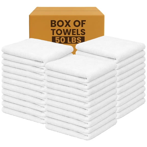 SupremePlus Terry Cleaning Rags 50 lbs Box 14" x 17" White 100% Cotton Bar Mop Towels (400 Count)