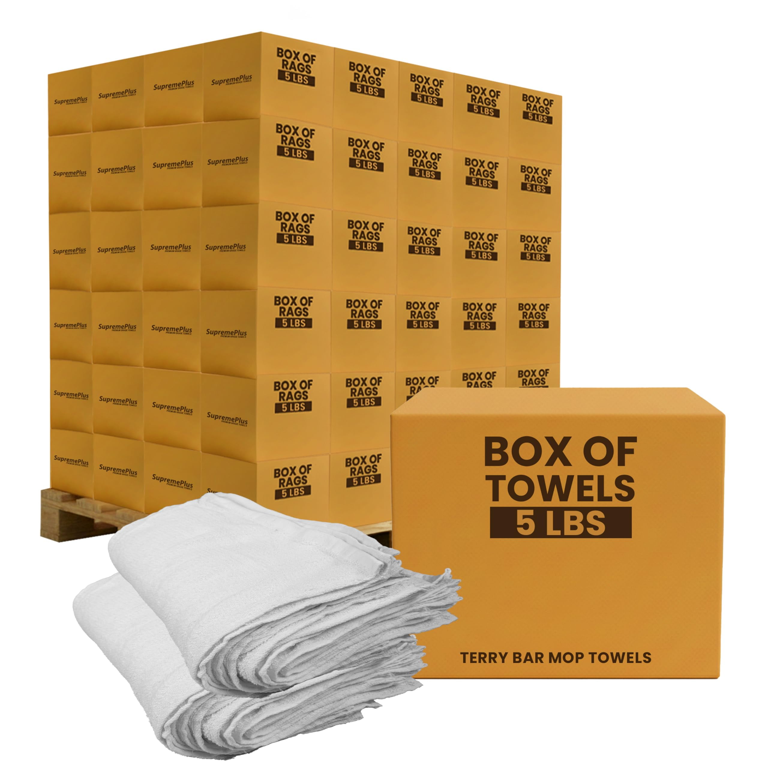 SupremePlus Terry Cleaning Rags 600 lbs Pallet-120x5 lbs Boxes 14