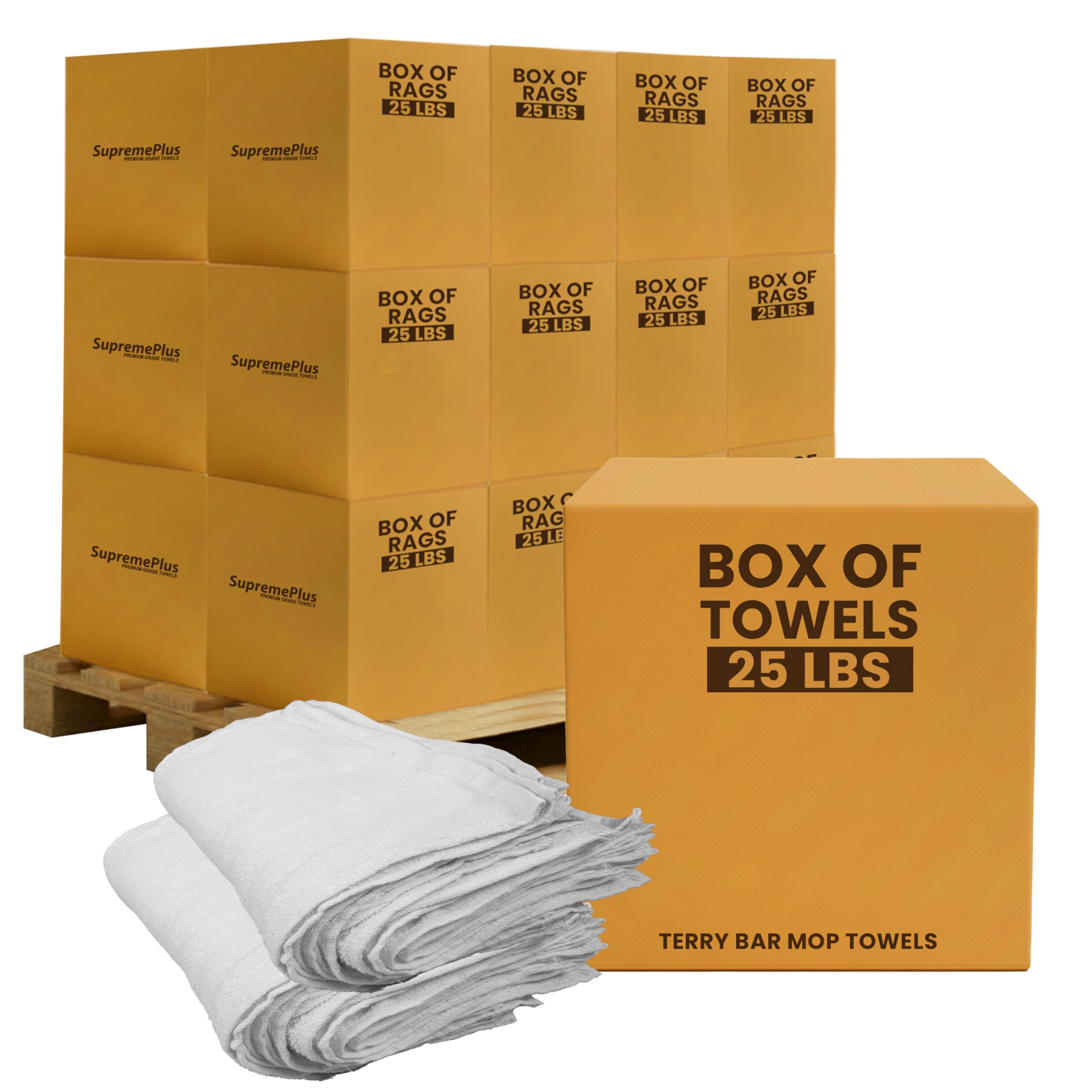 Paper Bar Rags SupremePlus Terry Cleaning Rags 600 lbs Pallet-24x25 lbs Boxes 14