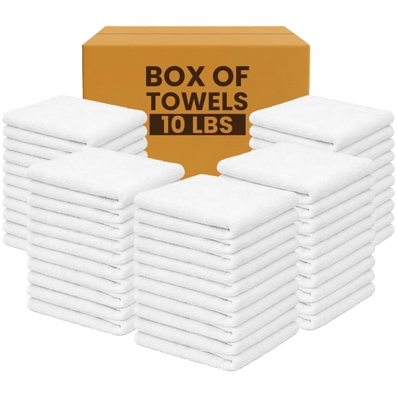 SupremePlus White Bar Mop Towels, 10 lb Box, 100% Cotton Terry Towels, 14” x 17”, Durable Bar Rags, Absorbent Shop Rags, Multipurpose Terry Cloth Rags for Home & Commercial Use, Approx. 70-80 Towels