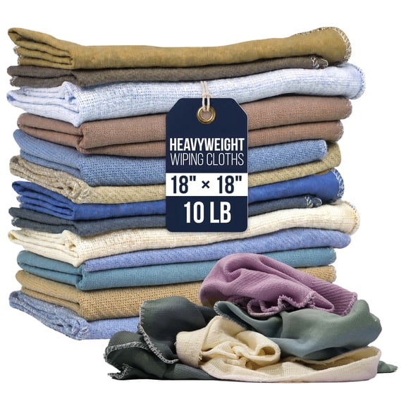 SupremePlus New Multicolor Heavyweight Woven Cotton Wiping Cloths, 18 x 18, 10 lb Box, Highly Absorbent Industrial Rags for Oil, Grease & Painting