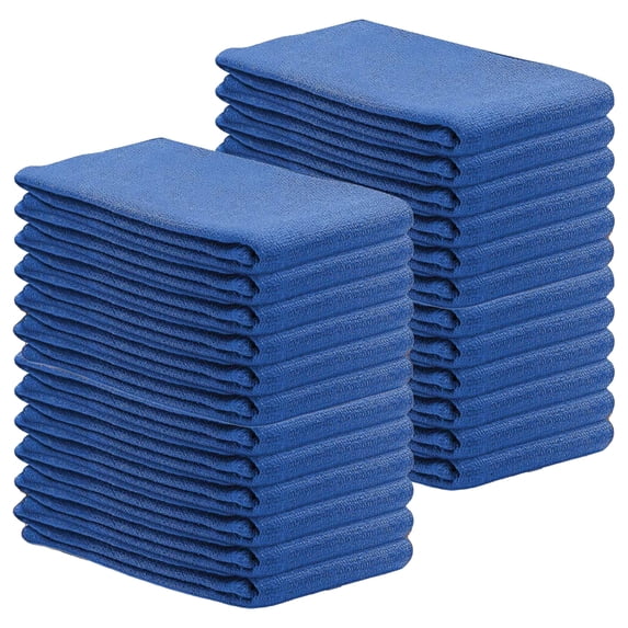SupremePlus Premium Huck Towels 15" x 27" Window Commercial Lint-Free Multipurpose 100% Cotton Household Cleaning Cloths & Wipes, Blue, 24 Count