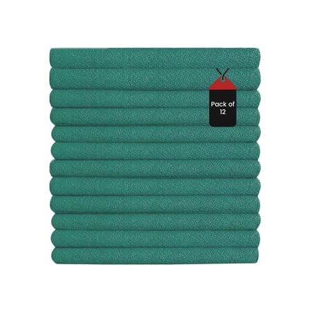SupremePlus Premium Huck Towels 15" x 27" Window Commercial Lint-Free Multipurpose 100% Cotton Household Cleaning Cloths & Wipes, Green, 12 Count