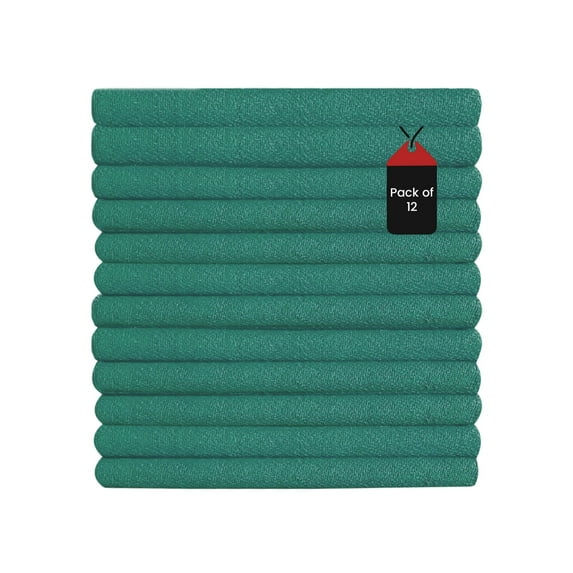 SupremePlus Premium Huck Towels 15" x 27" Window Commercial Lint-Free Multipurpose 100% Cotton Household Cleaning Cloths & Wipes, Green, 12 Count