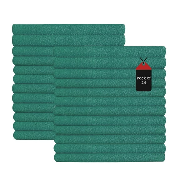 SupremePlus Premium Huck Towels 15" x 27" Window Commercial Lint-Free Multipurpose 100% Cotton Household Cleaning Cloths & Wipes, Green, 24 Count