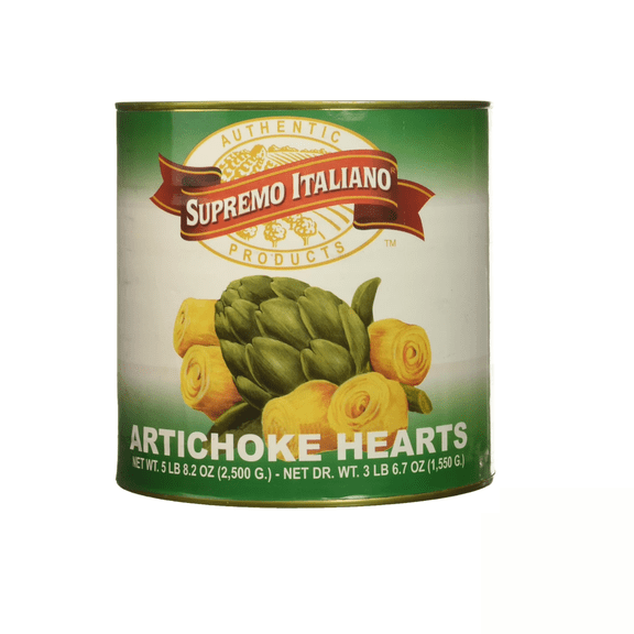 Supremo Italiano Artichoke Hearts, Premium Imported Artichokes in Brine, 5 lb 8.2 oz Can