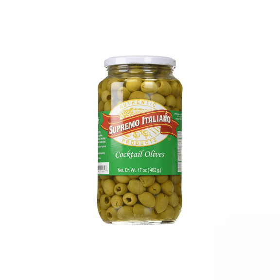 Supremo Italiano Cocktail Olives 17 oz Pitted Green Olives in Brine