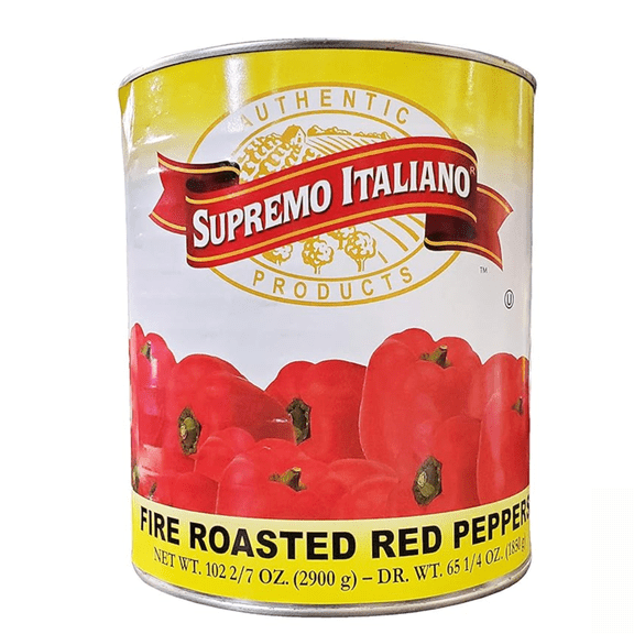 Supremo Italiano Fire Roasted Red Peppers, Italian Inspired Whole Peppers, 102 2/7 oz Can