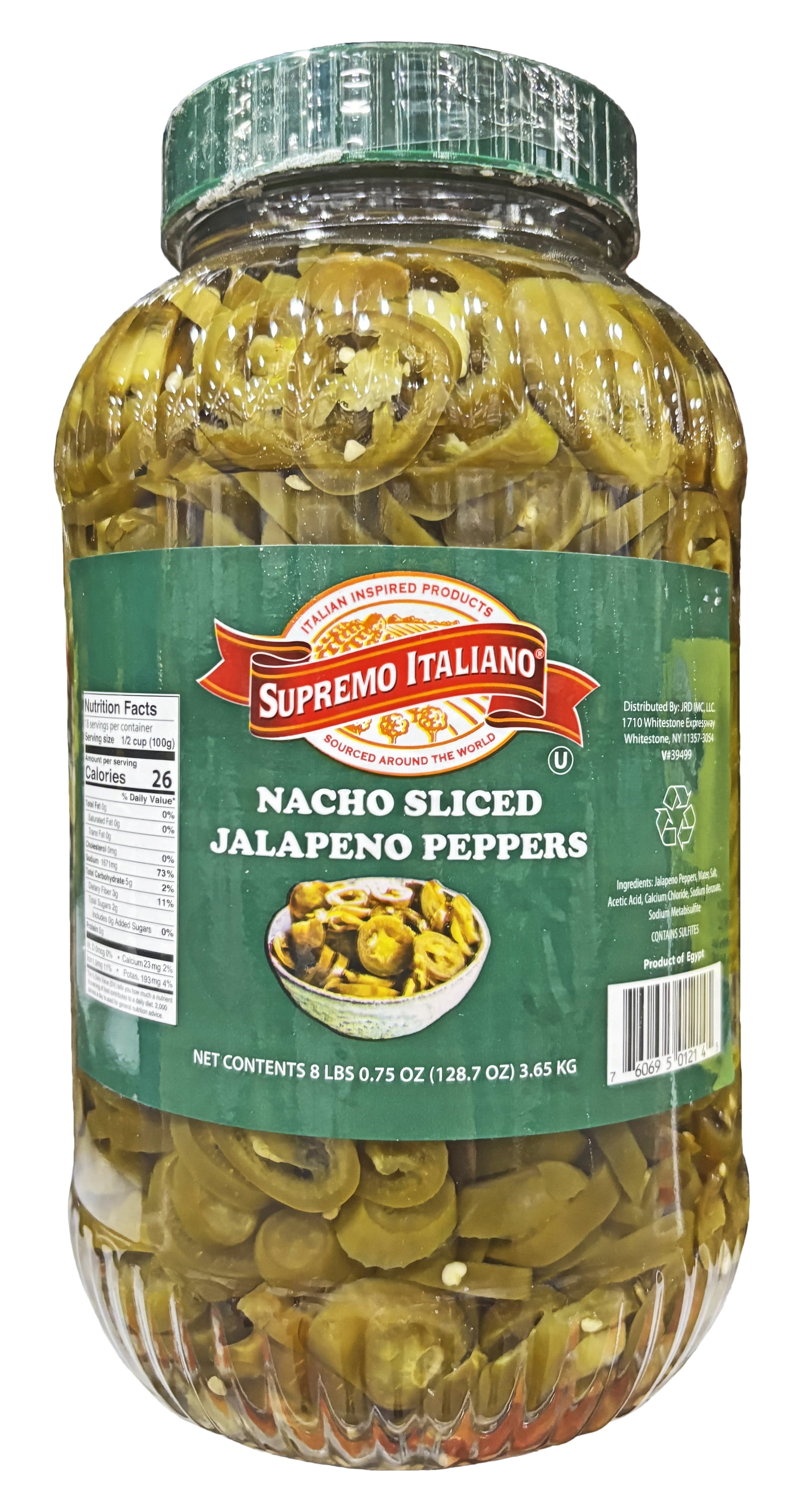 Supremo Italiano Nacho Sliced Jalapeno Peppers | Kosher | 1 Gallon