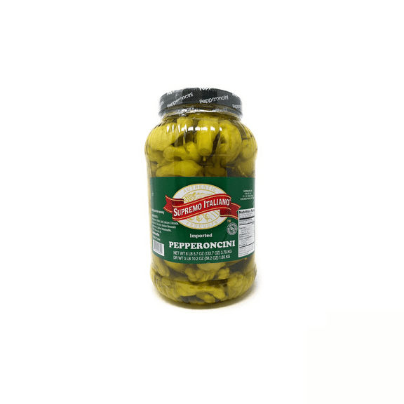 Supremo Italiano Pepperoncini Peppers 133.7 oz Mild Pickled Peppers Bulk Jar