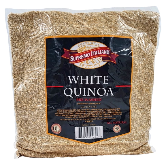 Supremo Italiano Pre-washed White Quinoa | Kosher | Gluten Free | 10 lb