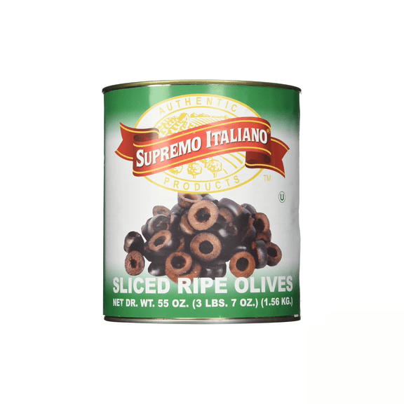 Supremo Italiano Sliced Ripe Olives 55 oz Bulk Black Olives
