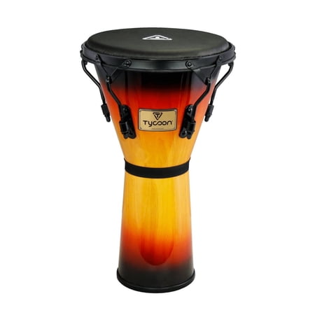 Supremo Sunburst Series Djembe - 10 inch. Key-Tuned Djembe with Black Powder-Coated Hardware