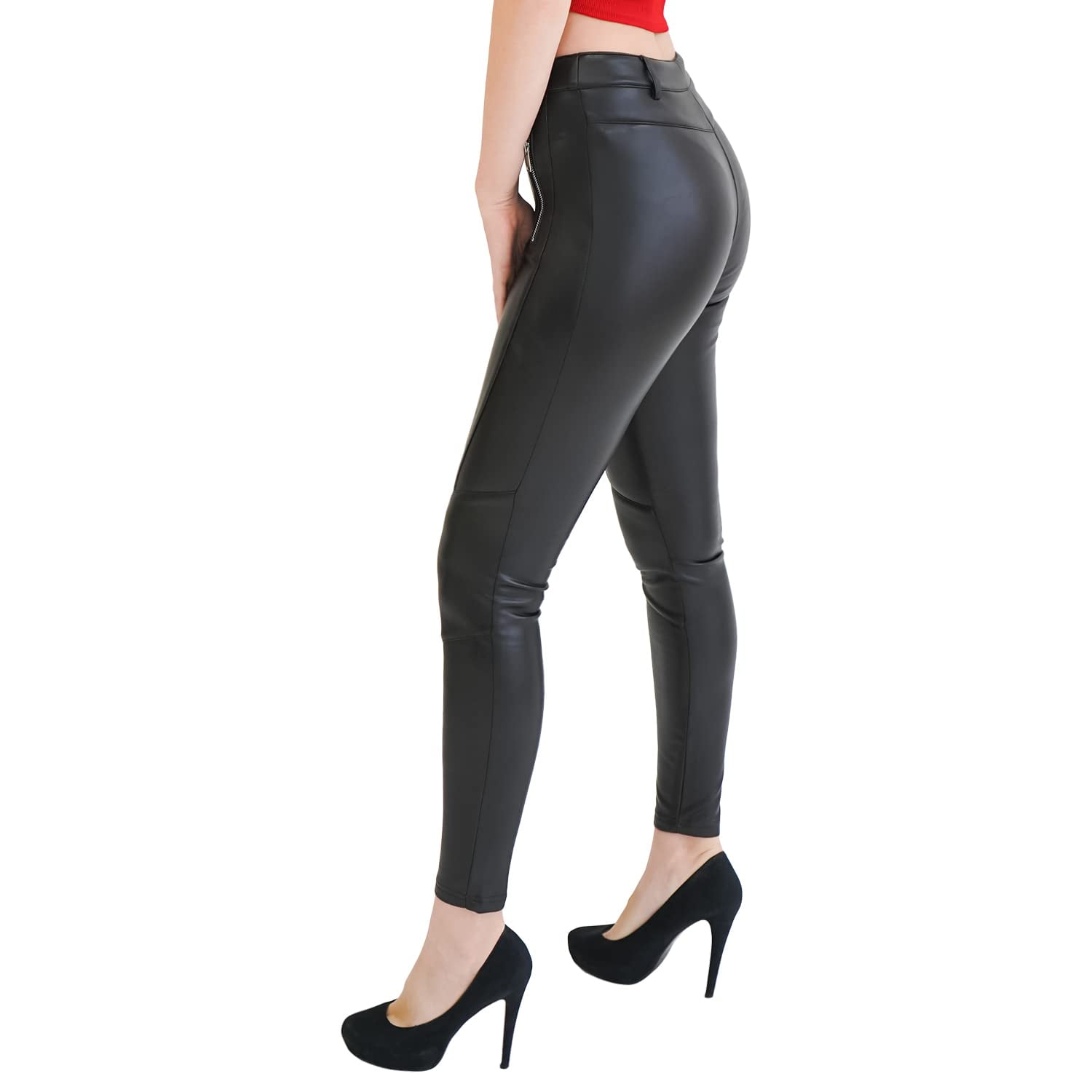 ROBERT MATTHEW Faux Leather Leggings Bodacious High Waisted Tummy