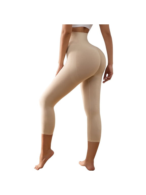 Women High-Waisted Tummy Control Shapewear Capri Anti-Cellulite Leggings