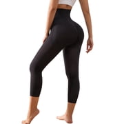 Athlemo Women High-Waisted Tummy Control Shapewear Capri Anti-Cellulite Leggings