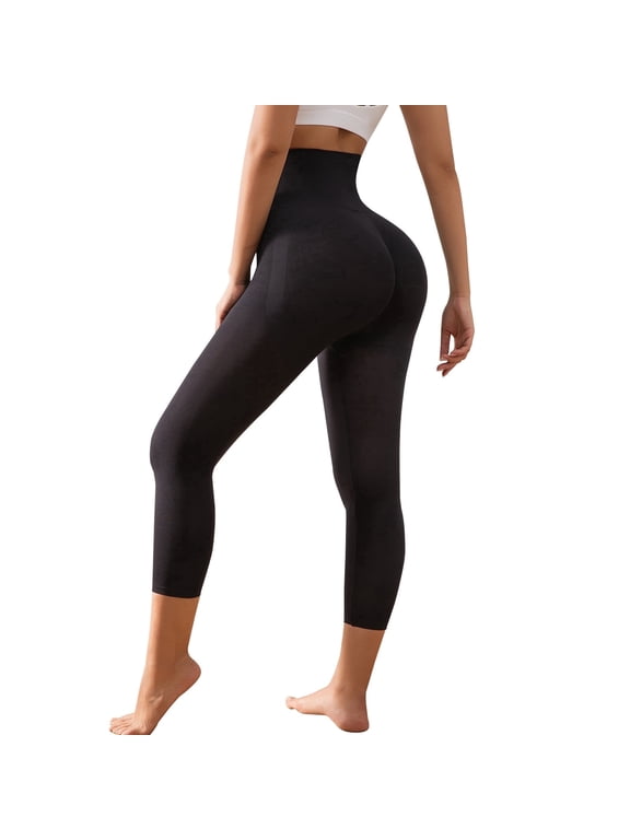 Women High-Waisted Tummy Control Shapewear Capri Anti-Cellulite Leggings