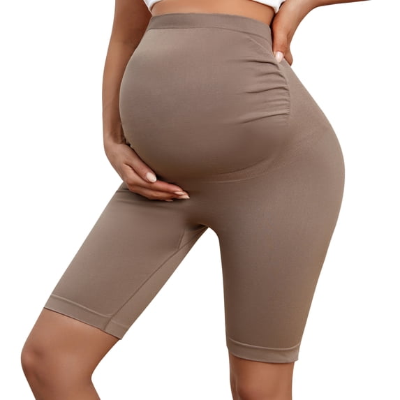 Athlemo Maternity Biker Shorts High Waist Belly Support Over Bump Pregnancy Gym Leggings
