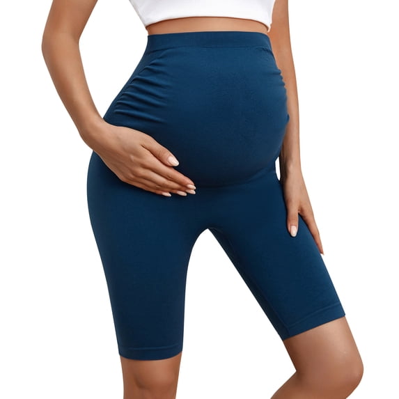 Athlemo Maternity Biker Shorts High Waist Belly Support Over Bump Pregnancy Gym Leggings