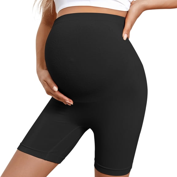 Athlemo Maternity Support Shorts for Women - High Waisted Seamless Pregnancy Underwear