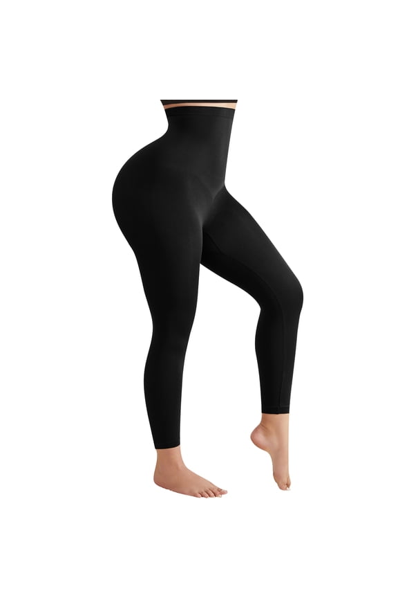 Women's High-Waisted Shapewear Capri Tummy Control Butt Lifting Thigh Slimmer Black