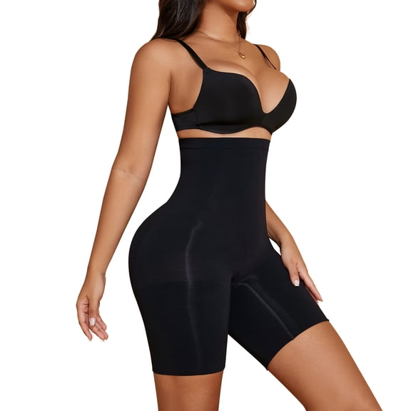 Suprenx Women's High Waisted Shaping Compression Slip Shorts Black L