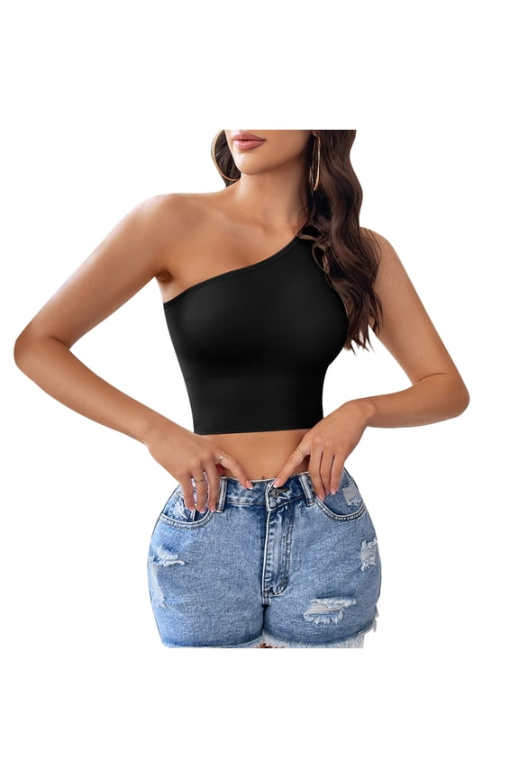 Women's Ribbed Crop Top for Women Black Form-Fitting & Slimming casual Tank Top