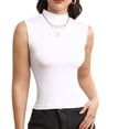 thumbnail image 1 of Athlemo Women's Sleeveless Racerback High Neck Casual Basic Ribbed Fitted Tank Top, 1 of 7