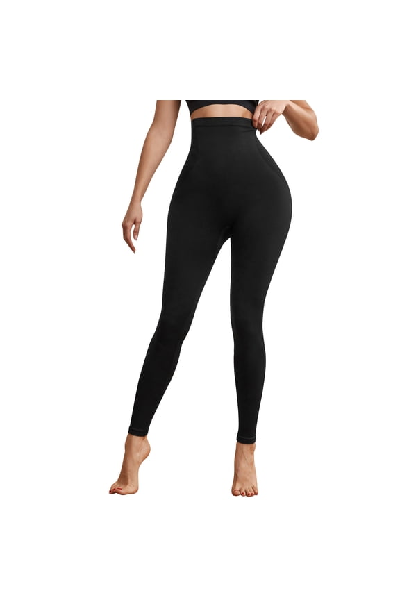 Women's Slimming Anti Cellulite Compression Leggings Leg Shaper High Waist Black Pants Black