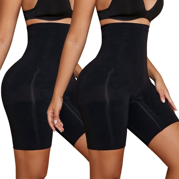 Athlemo Women's Tummy Control Shorts Shapewear High Waist Body Shaper Thigh Slimmer Panties Beige L