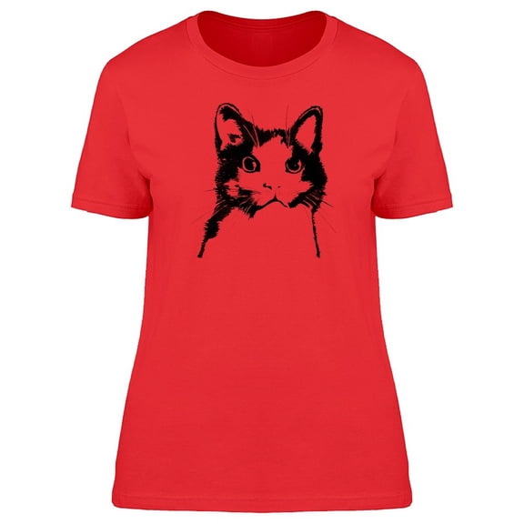 Suprised Cat Silhouette T-Shirt Women -Image by Shutterstock, Female XX-Large