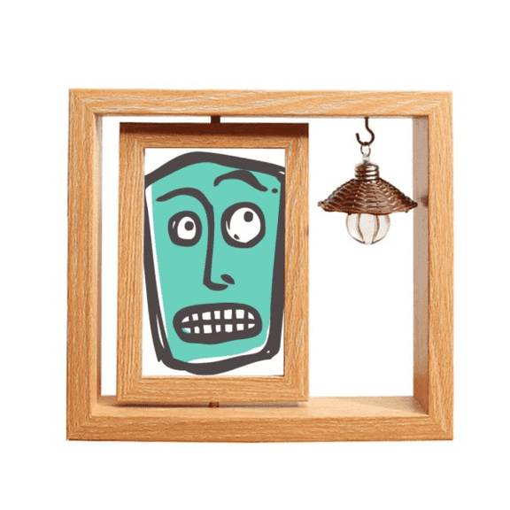 Suprised Face Sketch Tooth Wooden Rotating Picture Photo Frame 4x6