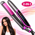 thumbnail image 1 of Suproot® Hair Straightener Flat Iron, 2 in 1 Ceramic Flat Iron for Hair Straightening and Curling, Infrared Hair Straightener with Negative Ions, Adjustable Temperature, Dual Voltage Hair Styling Too, 1 of 7