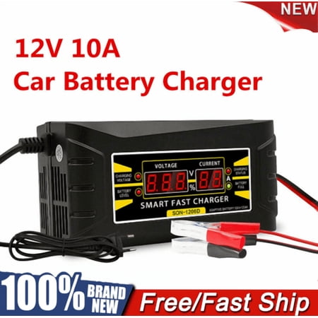 Supsupsiu 12V 10A Car Battery Charger Fast Smart Lead Acid Gel Battery Charger With LCD Display for Auto Motorcycle