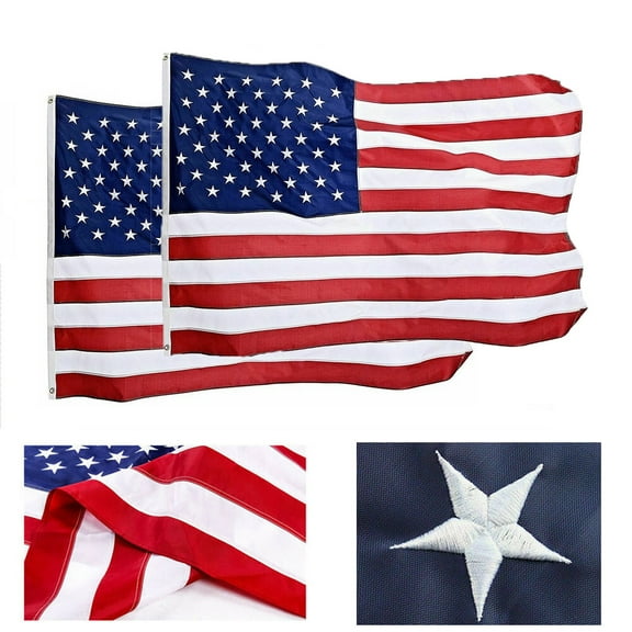 Supsupsiu 2 PACK American US Flag Heavy Duty Nylon Double Stitching Embroidered USA Flags