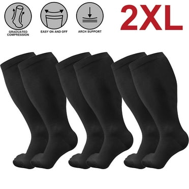 Supsupsiu 3 Pairs Plus Size Compression Socks for Women and Men Wide Calf 20-30mmhg Extra Large Knee High Support for Circulation,2XL