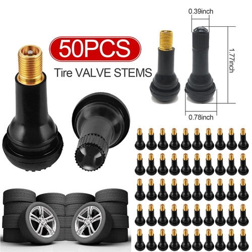 Supsupsiu 50pcs Tire VALVE STEMS TR 413 Snap-In Car Auto Short Rubber Tubeless Tyre Black