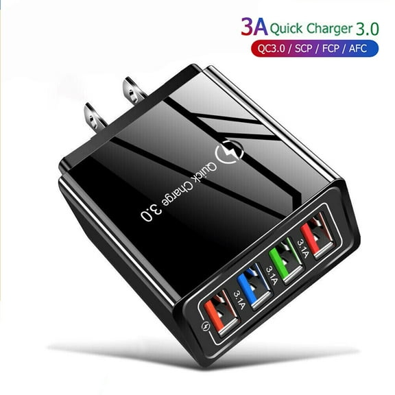 Supsupsiu Fast Wall Charger,QC 3.0 USB Quick Charge,4 Ports Tablet iPad Phone Charger Adapter Travel Plug Compatible With iPhone/Samsung/HTC And More Cell Phone