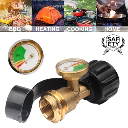 Supsupsiu Universal Fit Propane Tank Adapter with Gauge Converts POL to RV Camper, Cylinder, BBQ Gas Grill
