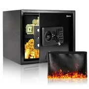 Supteron 0.8 CU.FT Safe Box with Fireproof Bag & 2 Keys, Steel Safe Box with Digital Keypad, Alarm System for Storing Cash, Jewelry, Pistols, Documents in Home & Office & Hotel