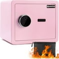 thumbnail image 1 of Supteron 1.2 CU.FT Safe Box with Biometric Fingerprint Touch Screen and Digital Virtual Password, Steel Safe with Fireproof Bag & 2 Keys for Storing Cash, Jewelry, Documents in Home & Office(Pink), 1 of 7
