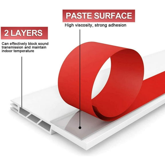 Suptikes 2 Pack Door Draft Stopper,Door Sweep for Exterior & Interior Doors,Door Bottom Seal Dust and Noise Insulation Weather Stripping Draft Guard Insulator, 1-4/5" W x 37" L,White