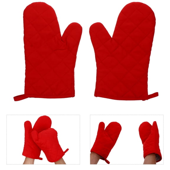 Supvox Oven Safety Mitts 1 Pair Non-Skid Kitchen Gloves Polyester Baking Gloves for Cooking and Grill