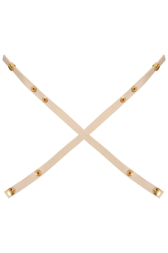 1Pair Snap Button Adjustable Ankle Shoe Straps for High Heels in Beige PU Material