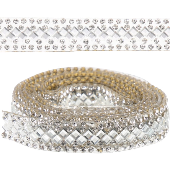 Supvox Clear Rhinestone Ribbon Trim, Lightweight Decorative Craft and Clothing Accessory for Projects