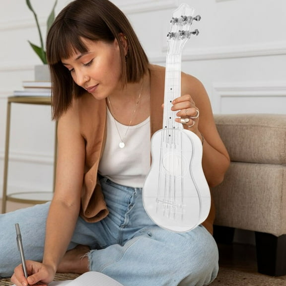 Supvox 1Set Transparent Ukulele with Integrally Formed Resonance Box for Smooth Sound