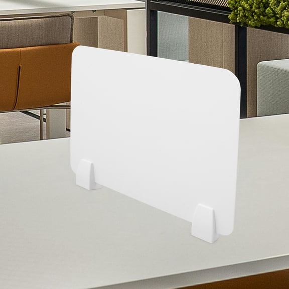 Supvox White Desk Shield Set for Office Use - Rectangular Plastic Barrier with and Safety Screen