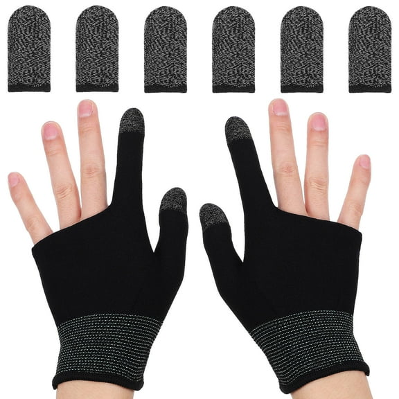 Supvox 1Set Mobile Gaming Gloves Black Elastic Cuff Finger Sleeves for Precise Control