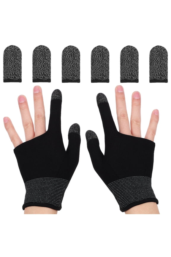1Set Mobile Gaming Gloves Black Elastic Cuff Finger Sleeves for Precise Control