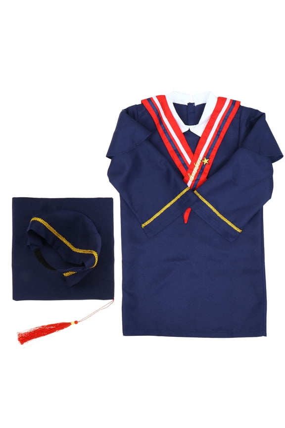 1 Set Graduation Cap and Gown for Costume Parties with Formal Design in Blue Polyester